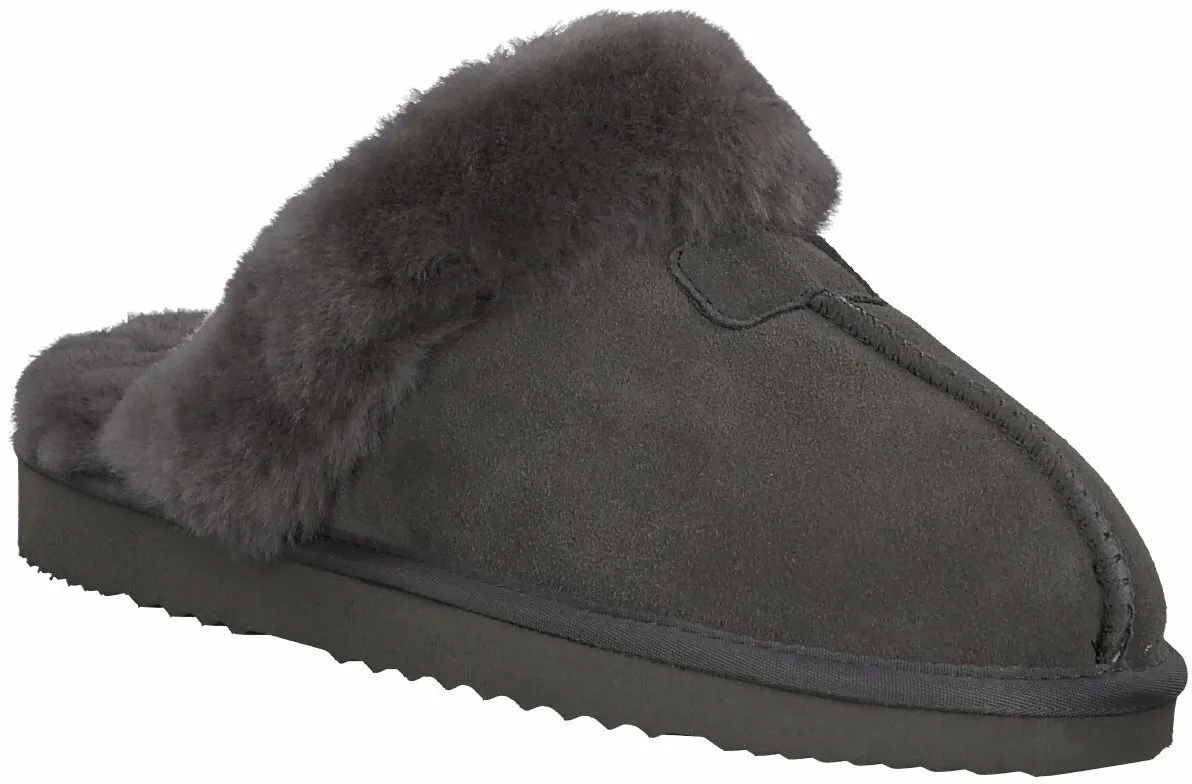 Damen-Hausschuhe aus Leder 594402752563 (Grau)