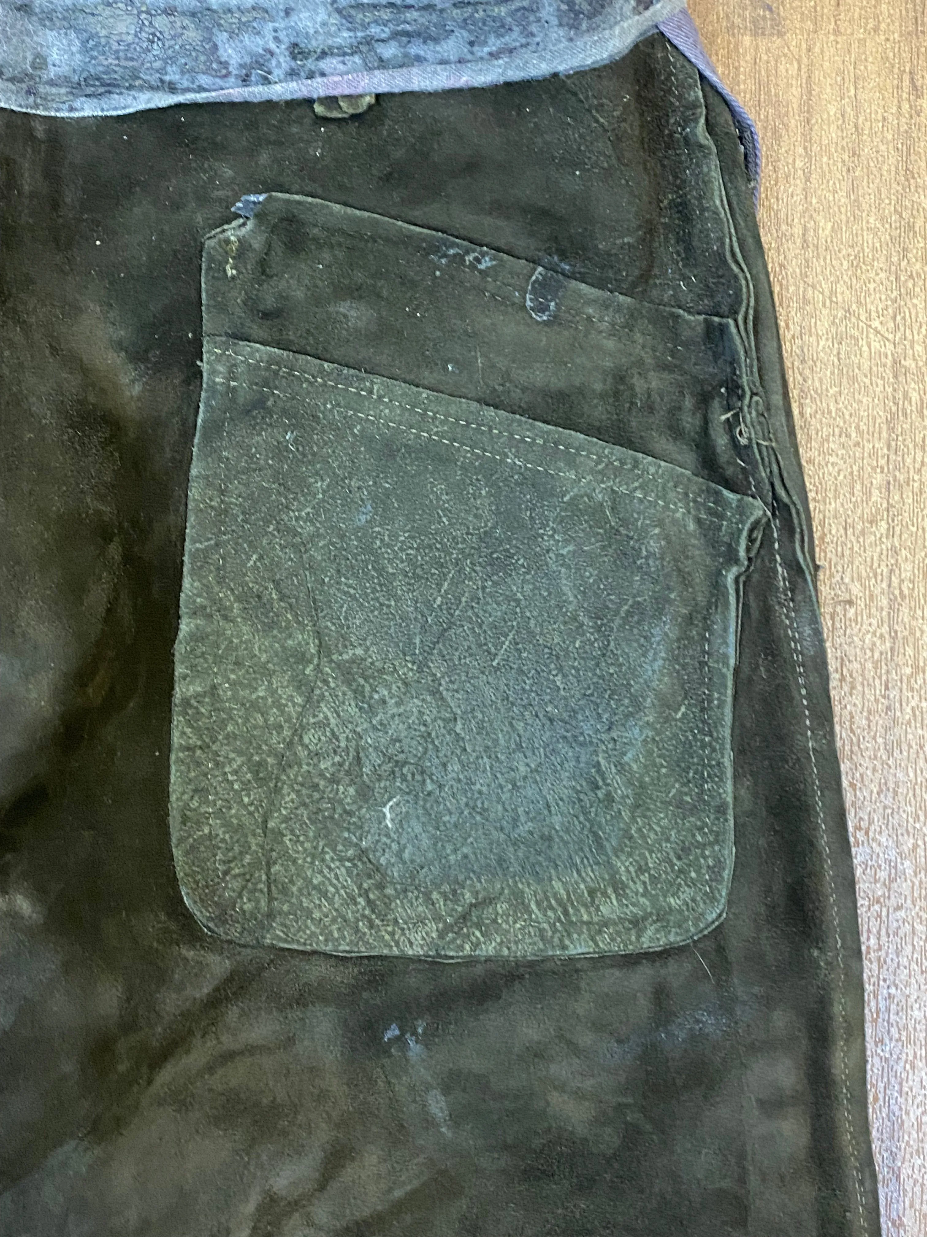 Dunkelgrüne Trachten Lederhose Kniebundlederhose Gr.50