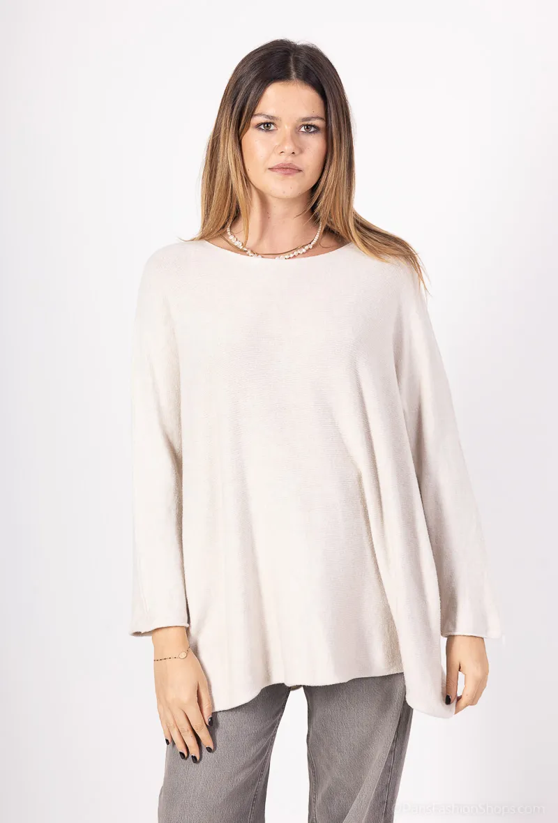 Einfarbiger Langarmpullover mit Rundhalsausschnitt