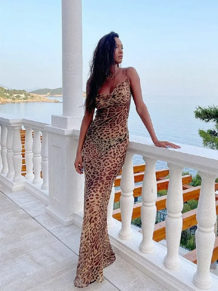 Elegantes Maxikleid mit Leopardenmuster