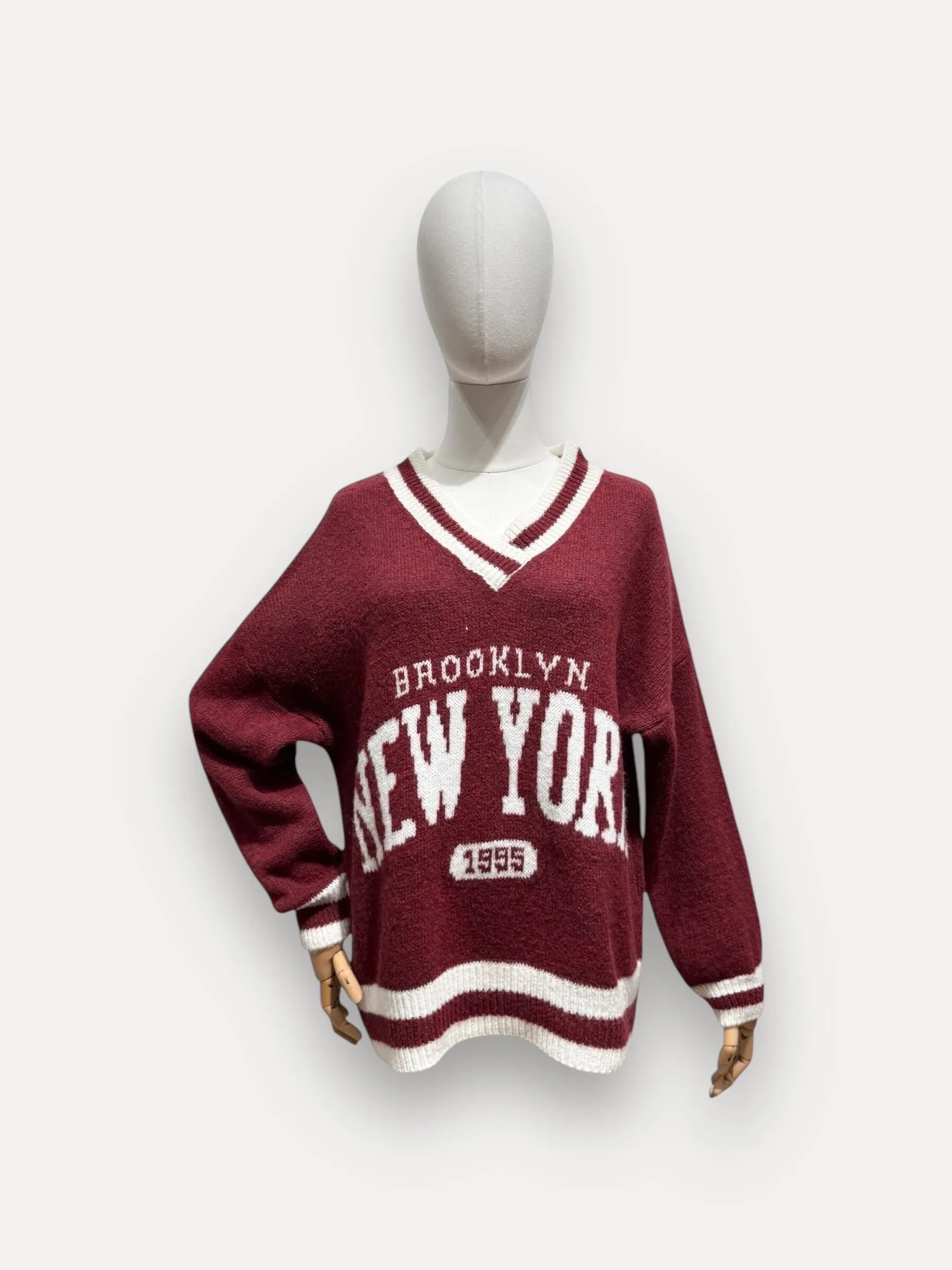 ESTHER NEW YORK Langarmpullover mit V-Ausschnitt
