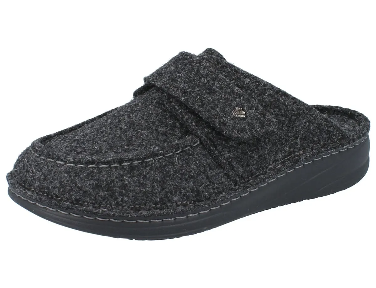 FINN COMFORT Madison Herren Hausschuhe Clog anthrazit Wollfilz
