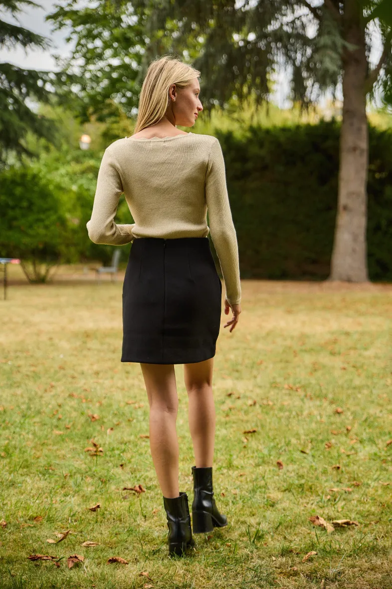 Gerippter Langarmpullover