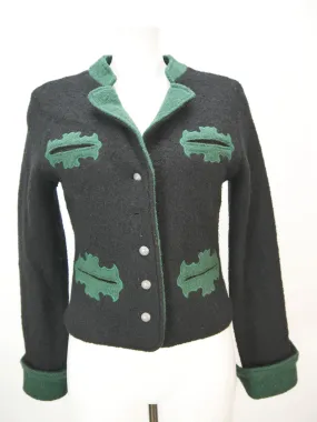 Hammerschmid schwarz mit Applikation wunderschöner Damen Walkjanker Gr.34