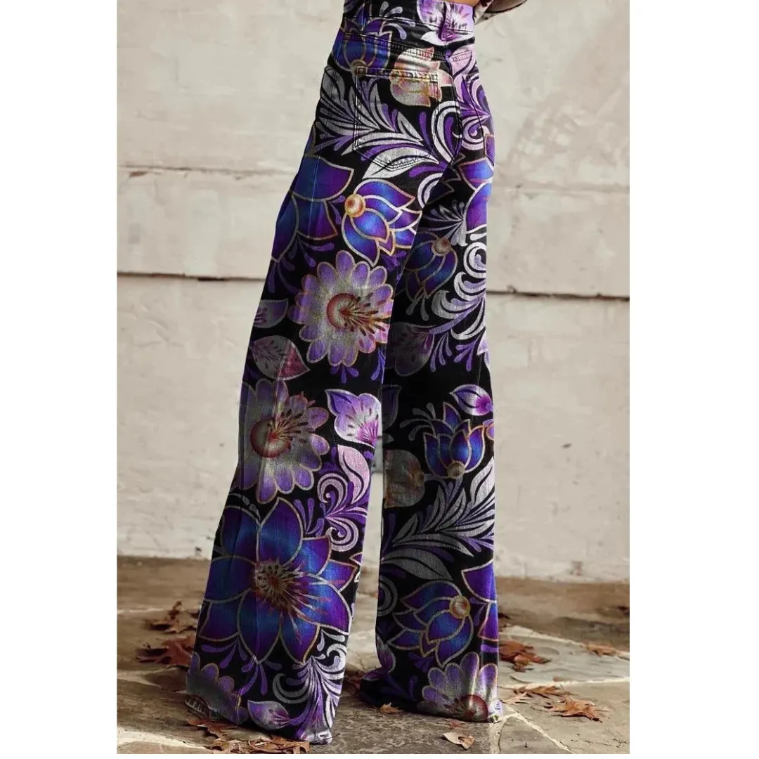 Heidi-Mode | Weit Geschnittene Damenhose Mit Floralem Muster