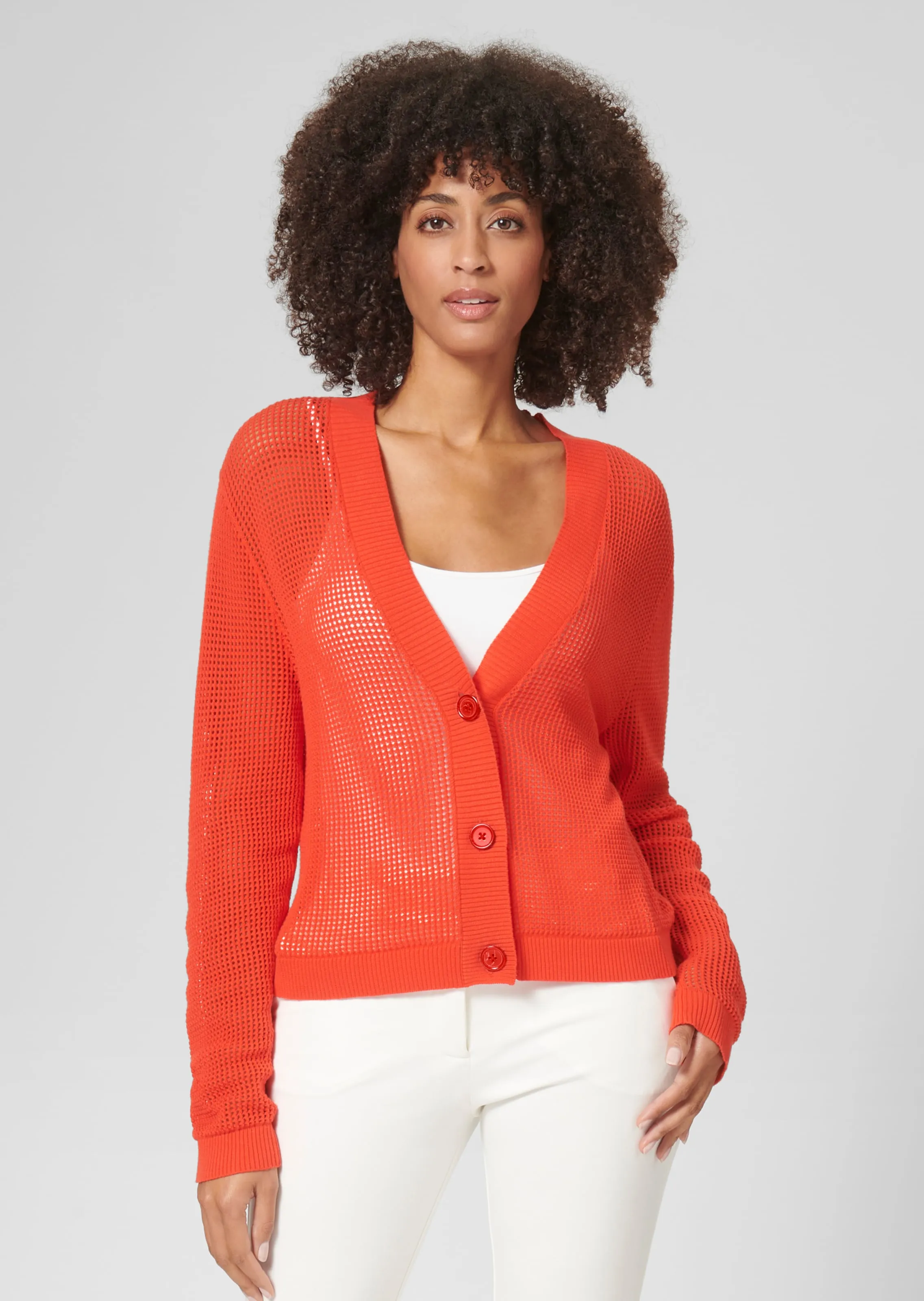 Kurze Ajour-Strickjacke