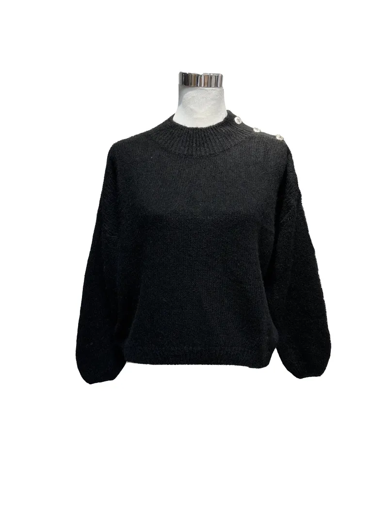 Langarmpullover mit Knöpfen an der Schulter