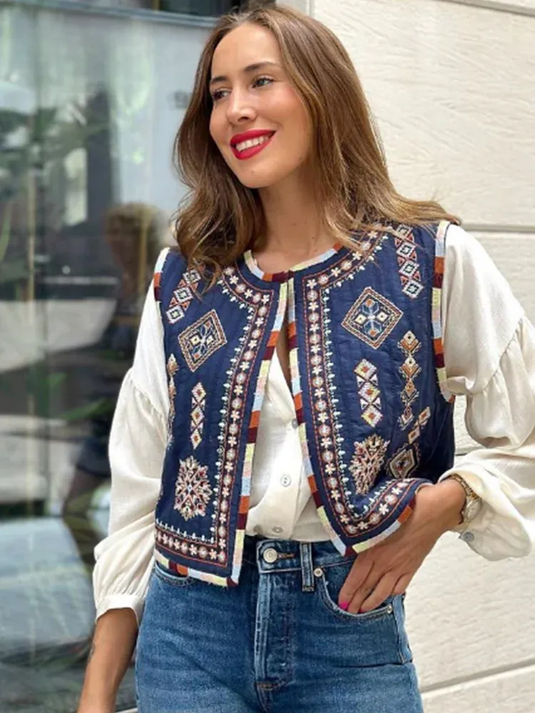 Lillymoda | Paola - Vintage Bestickte Strickjacke