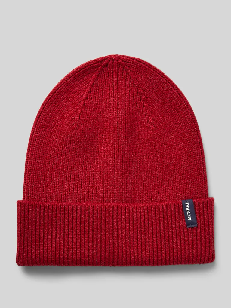 MCNEAL Strickmütze aus Viskose-Mix mit Label-Detail (dunkelrot) online kaufen