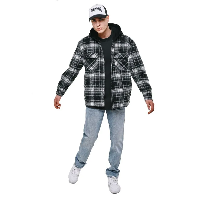 Pegador Herren Flannel Jacket Hooded Hairy Fontana black