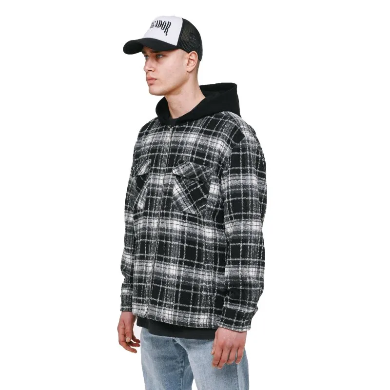 Pegador Herren Flannel Jacket Hooded Hairy Fontana black