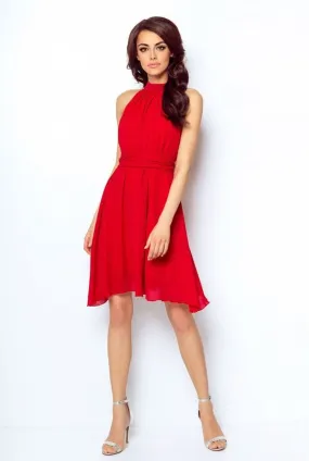 Rotes luftiges Chiffon Cocktailkleid