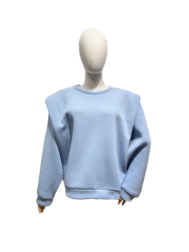 Schlichter Langarmpullover mit Schulterpolstern
