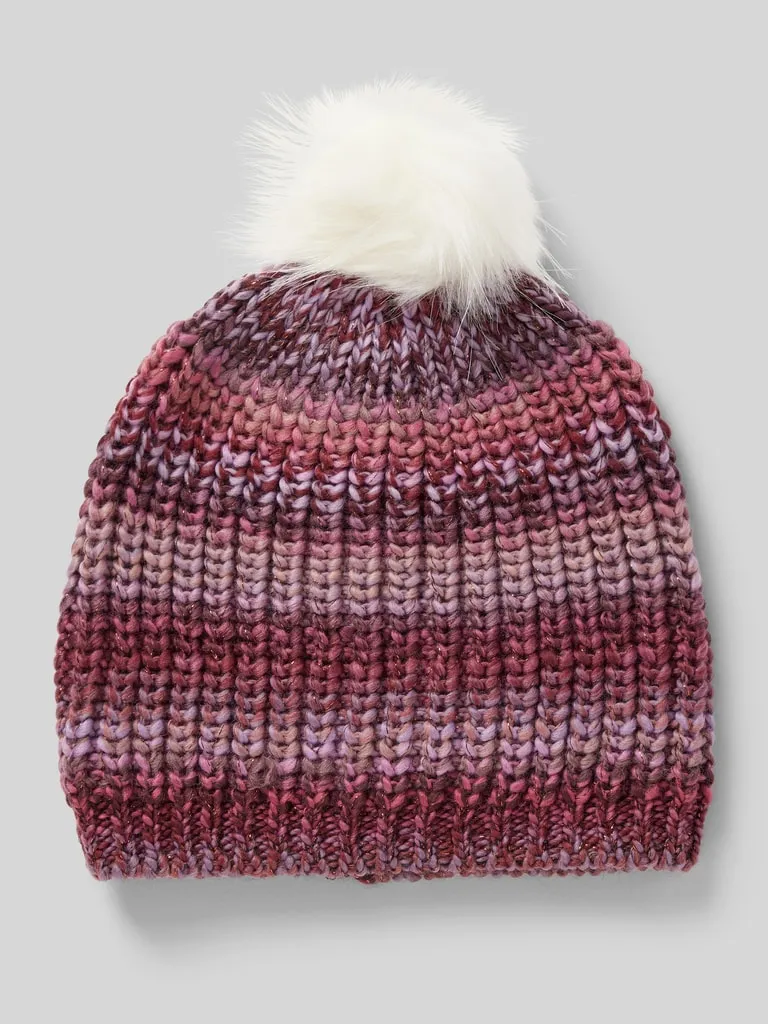 s.Oliver RED LABEL Strickmütze mit Kunstfell-Pompon (fuchsia) online kaufen