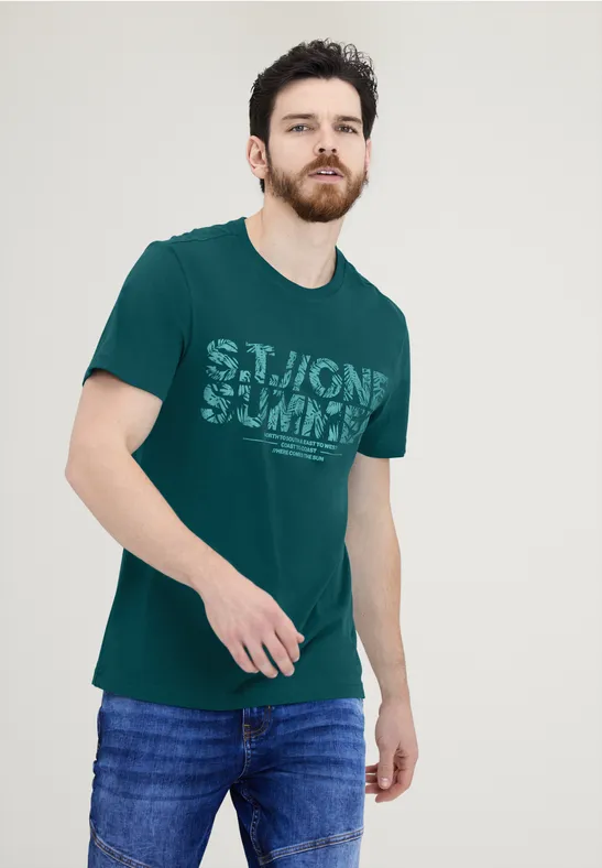 Street One MEN T-Shirt mit Metallic Print 