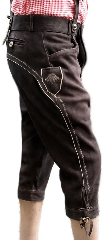 Trachten Lederhose Kniebundhose Ziegenleder Braun