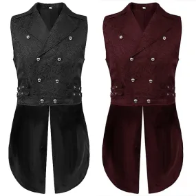 Vintage-Jacquard-Blusenunterlage im viktorianischen Stil für Herren mit gekerbtem Revers und Schlitz